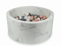 Suchy basen 90x40 marmur z piłeczkami 300szt (różowozłote, szare, perłowe)