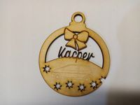 Bombka 9 cm ze sklejki "Gwiazdki z samochodem" oraz imię