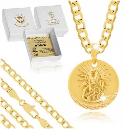 ZŁOTY ŁAŃCUSZEK I MEDALIK DLA CHŁOPCA / PAMIĄTKA CHRZTU KOMUNII + GRAWER na Arena.pl