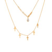 Złoty Naszyjnik Celebrytka Krzyżyki Cyrkonia Grawer