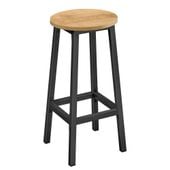 Taboret barowy loftowy dąb 65 cm hoker kuchenny stalowe czarne nogi