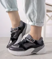 Czarne sneakersy na wysokiej podeszwie Rude 38