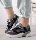 Czarne sneakersy na wysokiej podeszwie Rude 38