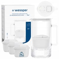 Szklany dzbanek filtrujący Wessper D4 BOROSILICATE MINI 2l + 4x filtr