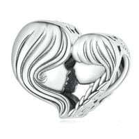 Zawieszka SREBRO 925 Charms Koralik Matka Córka Serce