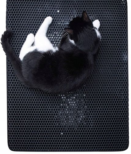 MATA WYCIERACZKA POD KUWETĘ DLA KOTA NA ŻWIREK XXL PODKŁADKA CZARNA 60x45 na Arena.pl