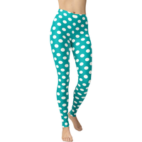 Damskie Legginsy Sportowe Casual Lata 80 Kropki Wzorzyste Zielone S-L