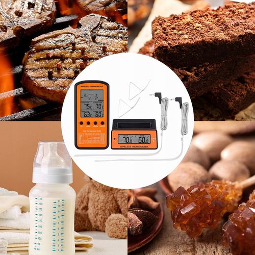 BEZPRZEWODOWY TERMOMETR DO GRILLA WĘDZARNI 2 SONDY CZYTELNY WYŚWIETLACZ LCD na Arena.pl