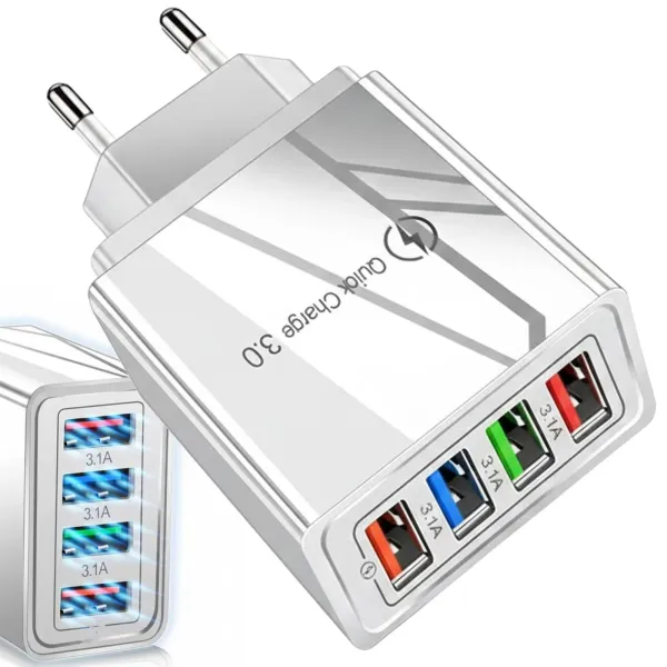 Ładowarka sieciowa 4x USB Quick Charge 3.0 biała 3,1A zdjęcie 1