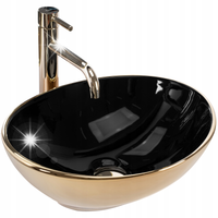 UMYWALKA NABLATOWA CZARNO ZŁOTA REA SOFIA IN BLACK GOLD OWALNA CERAMICZNA