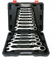 ZESTAW KLUCZE PŁASKO OCZKOWE Z GRZECHOTKĄ ŁAMANE 8-32mm KPL. PŁASKICH 13el.