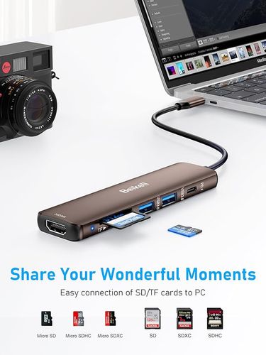 Beikell USB C Hub 6-w-1 USB C Multiport Adapter z 4K HDMI 100W PD na Arena.pl