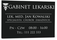 nadruk TABLICZKA antracyt 40x30 GABINET LEKARSKI nazwisko godziny otwarcia