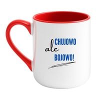 KUBEK "CHUJOWO ALE BOJOWO" Wzór - Elegant Biało-Czerwony 330 ml