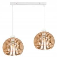 Lampa wisząca zwis żyrandol sufitowa LOFT klosz kula 36 Drewno na 2x e27