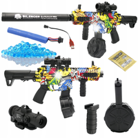 DUŻY KARABIN NA KULKI ŻELOWE AUTOMATYCZNY 7-8mm TŁUMIK MAGAZYNEK BĘBNOWY