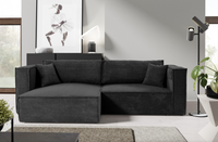 Czarny Narożnik z Funkcją Spania 245x148 cm MONKI IT - Różne Kolory