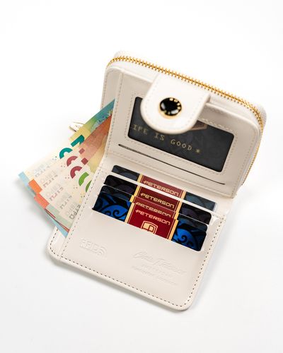 mały portfel damski ze skóry ekologicznej na zatrzask i suwak - peterson na Arena.pl