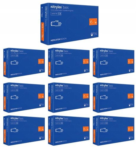 rękawice nitrylowe 100 szt. nitrylex basic dark blue 6-xs - 10 kpl. na Arena.pl