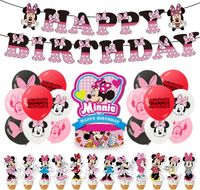 DUŻY ZESTAW URODZINOWY MYSZKA MINNIE BALONY TOPPERY GIRLAND DEKORACJA