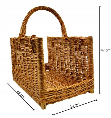 KOSZ WIKLINOWY NA DREWNO ZAKUPY KOMINKA PROSTY JASNY KOSZYK WIKLINA ŚREDNI na Arena.pl