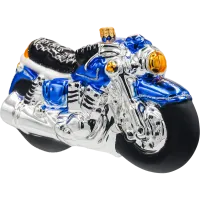 Bombka choinkowa szklana ręcznie malowana: Motocykl: niebieski