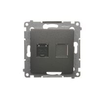 Simon 54 Gniazdo komputerowe pojedyncze RJ45 kat 6 antracyt Kontakt-Simon