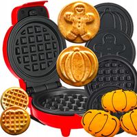 GOFROWNICA MINI GOFRY MOCNA NIEPRZYWIERAJACA 8 PŁYTEK 4 WZORY CZERWONA