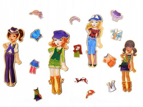 Drewniane Puzzle magnetyczne Ubranka Moda stylizacje 4 modelki ZA4807 na Arena.pl