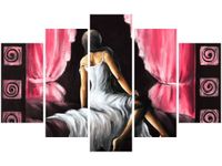 70 100CM OBRAZ 5 ELEM PIĘKNA DZIEWCZYNA CZERWIENI DRUK PŁÓTNO