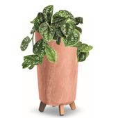 Donica wysoka okrągła 24cm imitacja Beton terakota