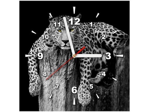 30X30CM ZEGAR ŚCIENNY DZIKI KOT LAMPART OBRAZ MALOWANE na Arena.pl