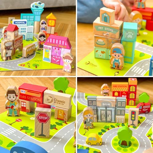 CLASSIC WORLD Drewniane Klocki Zbuduj Miasto 120 elementów na Arena.pl