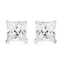 srebrne kwadratowe kolczyki z cyrkonią