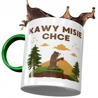 Kubek Zielony Śmieszny Kawy Misie Chce Prezent Z Nadrukiem Ze Zdjęciem