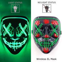 Maska LED neonowa straszna zielona