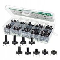 Zestaw XXL Przycisków TACT 200 Sztuk - Tact Switch Micro-Switch Różne Typy