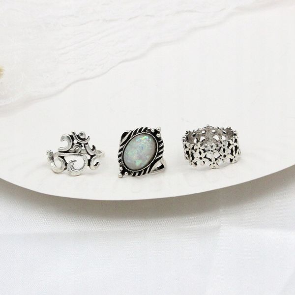 Srebrny ZESTAW PIERŚCIONKÓW RETRO PUNK BOHO 15 zdjęcie 6