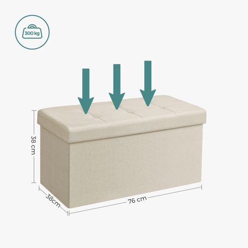 Pufa beżowa organizer składana 76x38x38 cm z dużym pojemnikiem na Arena.pl