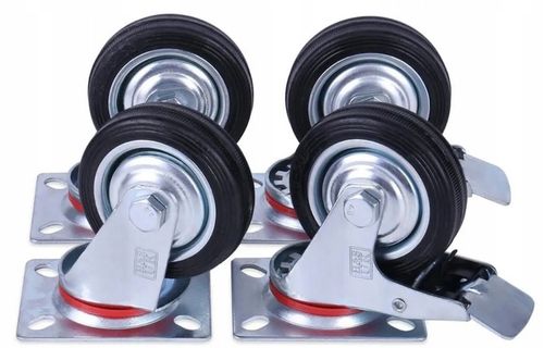 KÓŁKA OBROTOWE 75mm 200kg KOŁA METALOWO GUMOWE ZESTAW JEZDNY WÓZKÓW na Arena.pl