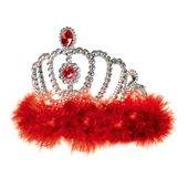 diadem czerwony z puszkiem królewna księżniczka