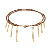 choker z czekoladowych koralików, z wiszącymi łańcuszkami (c25/mem/14au)