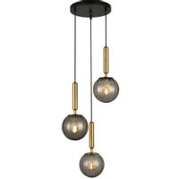 Loftowa LAMPA wisząca RAVENA PND-2324-3A BRO+SG Italux szklana OPRAWA balls ZWIS kaskada kule mosiądz przydymione