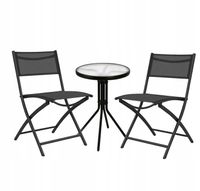 ZESTAW MEBLI OGRODOWYCH czarny KRZESŁA tarasowe STOLIK kawowy balkonowy