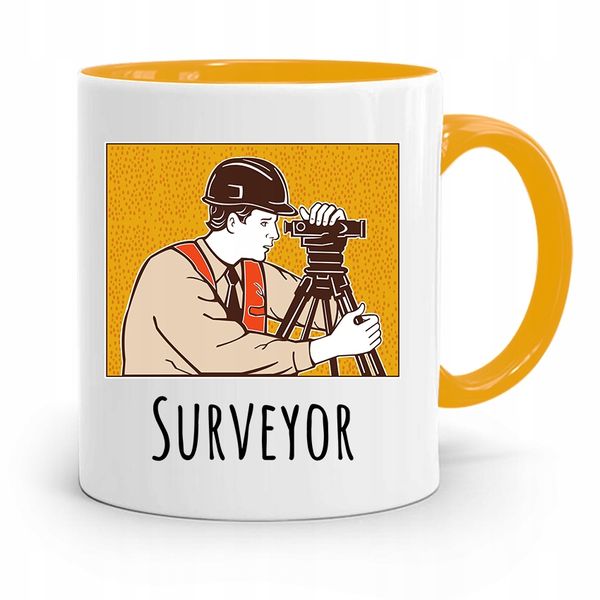 Kubek Żółty Dla Geodety Super Surveyor Prezent Z Nadrukiem Ze Zdjęciem zdjęcie 1