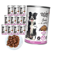 MOKRA KARMA DLA PSA TufTuf Puszka kawałki mięsne z jagnięciną 12x415g