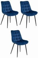 Krzesło aksamitne BERA granatowe do jadalni nogi czarne kuchni x3