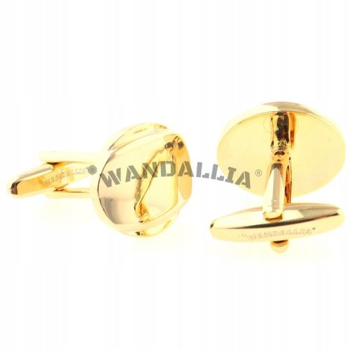 WANDALLIA Spinki do mankietów SP-MN-699 Owalne Złote Klasyczne Męskie na Arena.pl