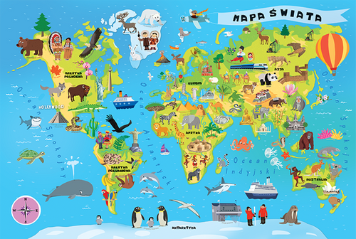 TREFL Edukacyjne Puzzle MAPA ŚWIATA 100 elementów na Arena.pl