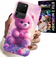 ETUI DO SAMSUNG GALAXY S20 Ultra - SŁODKI MIŚ NA RÓŻOWYM TLE, CASE + FOLIA